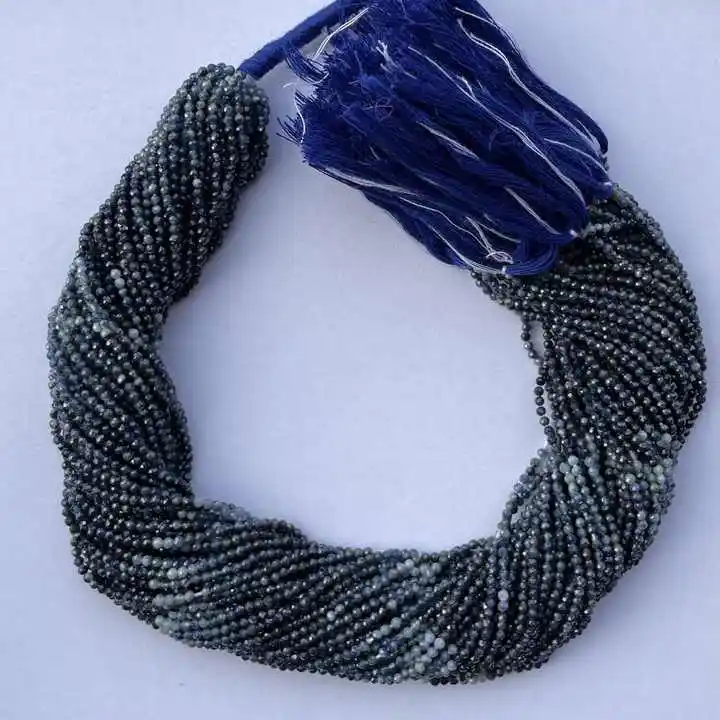 Natuurlijke 2Mm, 3Mm Micro Blue Sapphire Facet Edelsteen Precious Kralen Streng Voor Sieraden Maken Van Leverancier Fabriek Prijs