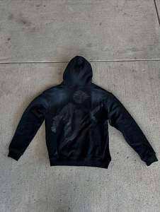 Custom Down Shoulder Zip up Sudaderas con capucha Conjunto de pantalones de chándal Vintage Desgastado Bordado Jogger Set Streetwear Hombres Chándales - Product Image 6