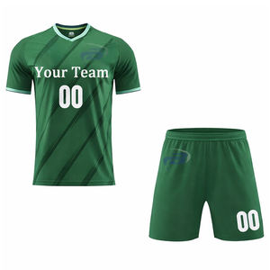 Ensemble de maillot de foot personnalisé vert, respirant, léger, imprimé, uniforme de football, t-shirt, short, tenue de sport - Product Image 3