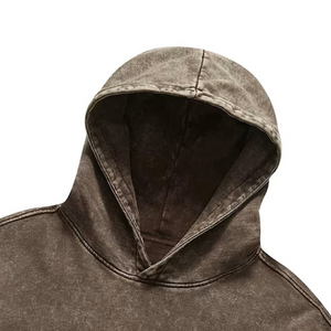 Sudadera con capucha lavada con ácido de algodón 100% de alta calidad para hombres patrón sólido peso pesado 500 Gsm para ropa de calle de invierno - Product Image 3