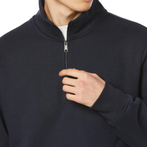 400 Gsm Solid Color Casual 1/4 Quarter <b>Zip</b> Collar Fleece Polyester/Cotton Eco-Friendly Long Sleeve Hoodie <b>Sweatshirt</b> <b>Men</b> - Product Image 2