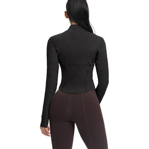 Veste de sport douce pour femmes, extensible, fermeture éclair intégrale, haut léger, vêtements de yoga, entraînement, confort, tissu en nylon et élasthanne - Product Image 3