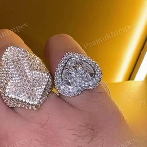 Precio al por mayor Iced Out VVS1 Moissanite Diamond 925 Silver Pass Diamond Tester Anillo personalizado Anillo de hip hop de boda en forma de corazón - Product Image 4