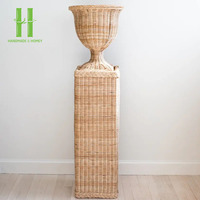 Vase décoratif artisanal rustique en rotin naturel tressé, léger, fait main, de haute qualité, unique pour mariage