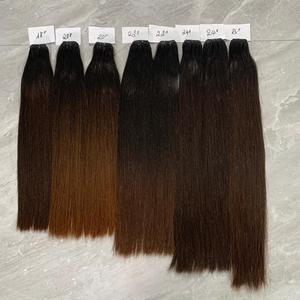 Perruque à fermeture en dentelle transparente mélangeant la longueur des cheveux conseils bruns couleur droite faisceaux de trame de cheveux humains vietnamiens bruts - Product Image 4