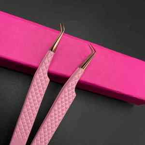 Pinzas para pestañas injertadas con caja, acero inoxidable sostenible, ángulo de 90 /45 grados, pinzas para extensión de pestañas recubiertas de Color personalizado - Product Image 5