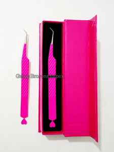 Beat 45 Degree <b>Pink</b> <b>Powder</b> Coating With Heart Cutout Design Silver Tip Stainless Steel Eyelash Extension Tweezers Beauty Tool - Product Image 6