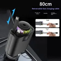 Chargeur rapide USB-C PD avec double cordon rétractable, adaptateur voiture pour téléphone portable et diffuseur d'aromathérapie, lumière d'ambiance ciel étoilé