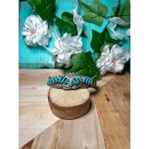 Zuni Fashion <b>Cuff</b> <b>Bracelet</b> Handmade with Kingman Turquoise & Sterling <b>Silver</b> Elegant & Durable Accessory - Product Image 1