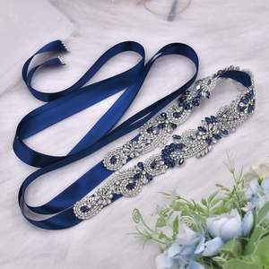 Bridella BS106ML Blue Adjustable Fit <b>Wedding</b> <b>Belt</b> for <b>Weddings</b> & Proms - Product Image 2
