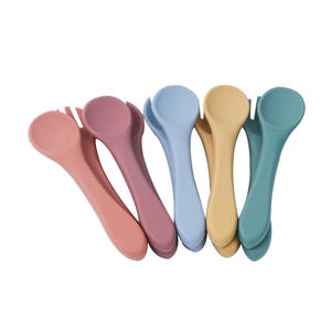 Ensemble de fourchettes et cuillères en silicone pour bébés, ustensiles d'alimentation complémentaire, kit de vaisselle d'apprentissage pour tout-petits - Product Image 2