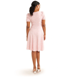 Elegante Vestido Mini Casual para Mujer, Cuello Cuadrado, Mangas Cortas Abullonadas, Tela Jersey Transpirable, Silueta en A, Estampado Floral Primaveral - Product Image 3