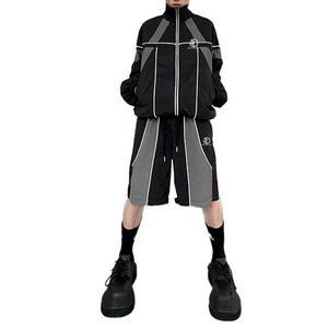 Vêtement personnalisé survêtement en nylon coupe-vent à blocs de couleurs pour hommes vestes et shorts de sport ensembles de jogging deux pièces - Product Image 5