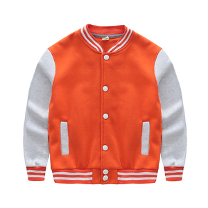 Chaqueta universitaria para niños con logotipo bordado personalizado al por mayor, sudadera deportiva de uniforme escolar de invierno, béisbol infantil teñido liso - Product Image 4