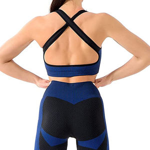 Conjunto de Yoga de 2 Piezas para Mujer, Sujetador Deportivo con Espalda Cruzada y Leggings de Cintura Alta, Ropa Deportiva, Spandex/Poliéster, Tallas Grandes - Product Image 5