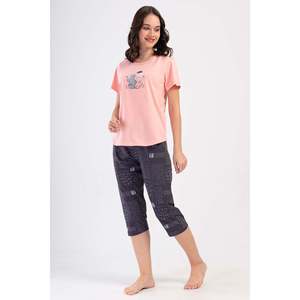 Conjunto de pantalón capri ovalado con cuello redondo y manga corta KADIN P.SUPREM - Rosa Bebé - Rosa Bebé - Product Image 1