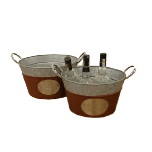 Enfriador de vino galvanizado elegante de alta calidad con mango enfriador de champán cubo de hielo de cerveza y bañera de vino para Bar - Product Image 1