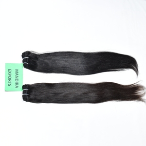 Mèches Remy soyeuses et droites à 100% de meilleure qualité, avec cuticule alignée, extensions de cheveux humains vierges au temple indien - Product Image 6