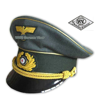 Casquette Kepi SS allemande de la Seconde Guerre mondiale, style caractéristique, bord incurvé, décontractée pour l'extérieur, 100 % laine, broderie à la main, toutes saisons