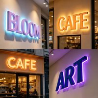 Lettres en relief 3D personnalisées rétroéclairées par LED, en acrylique bleu, avec bandes LED écologiques, pour enseigne de magasin, logo d'entreprise, montage mural extérieur