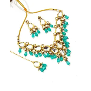 Conjunto de Collar Kundan con Diamantes en Corte Pera Monalisa para Niñas, para Bodas - Product Image 2