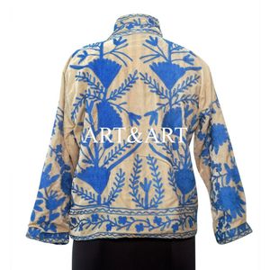 Manteau d'hiver pour femme en tissu de coton régulier, brodé Suzani, à boutons, écologique, séchage rapide, idéal pour les fêtes, cadeau, vente chaude - Product Image 6