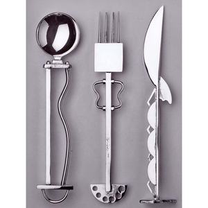 Cubertería de Acero Inoxidable de Diseño Portugués, Acabado Pulido Espejo Plateado, Estilo Moderno y Simple, Cuchillo y Tenedor - Product Image 1