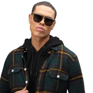 Camisa de algodón a cuadros azul cerceta para hombre, tela suave cepillada, diseño elegante, perfecto para salidas de trabajo o uso diario - Product Image 3