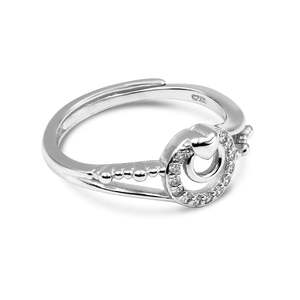NOVAMART Fine Zarkan Romantic Heart Double Loop <b>Ring</b> Pure <b>Silver</b> with <b>Emerald</b> Cut Gemstone Rhodium Plated Platinum Material Gift - Product Image 3