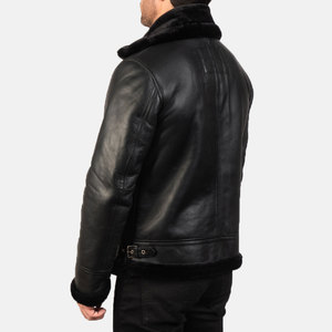 Veste bomber en cuir pour homme de haute qualité, inspirée de l'aviation, col montant, fermeture éclair, écologique, vente en gros - Product Image 5
