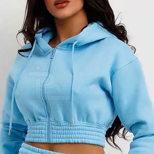 A prueba de viento de algodón hecho sudor traje logotipo personalizado tallas grandes mujeres recortadas sudor traje estilo único sudor traje - Product Image 4