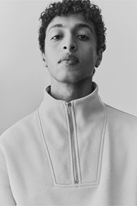 แจ็กเก็ตขนแกะแขนยาวสำหรับผู้ชาย, เสื้อกันหนาวแขนยาวคอปกตั้งแบบปกติไหล่ตกผ้าฝ้ายโพลีเอสเตอร์ - Product Image 6