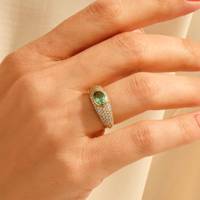 14k Or Massif Chunky Dôme Lunette Vert Paraiba Tourmaline Pierre Précieuse Diamant Déclaration Gras Mères Anneau Vintage Pierre De Naissance Anneau