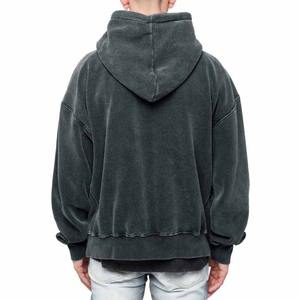 2025 Men's Fashionable Acid Wash Boxy Fit Drop Shoulder Hoodie Embroidered and Plain Dyed Stylish <b>Jumper</b> for Winter - Product Image 5
