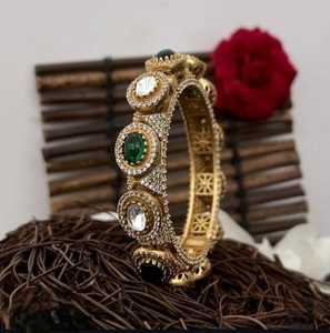 Bracelet Polki or mat laiton polonais ensemble de bijoux pour les mariages fêtes Options de taille 2.4 2.6 plaqué or bijoux de mode cadeaux - Product Image 1