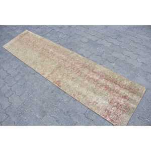 1.8x7.4 ft Turkish Rug Vintage Runner Rug <b>Brown</b> Southwestern <b>Wool</b> Eco-Friendly Patchwork Rug with Latex Backing - Product Image 2