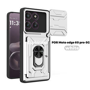 Lichicase coque de téléphone de stockage de carte de support rotatif à haute texture pour Motorola G67 Power Edge70 Armor Case - Product Image 1