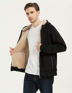 Wholesale Customized Embroidered Eco-Friendly Fleece <b>Hoodie</b> for Men Warm Full Zip <b>Sherpa</b> Lined Winter Jacket Made Pakistan 2024 - Product Image 5