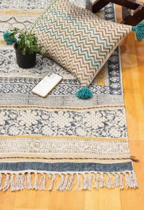 Rajasthnai พิมพ์ dhurries พรมปักลาย Chai พรมชายแดนสวยงาม100% วัสดุแฮนด์เมดสำหรับตกแต่งบ้าน - Product Image 4