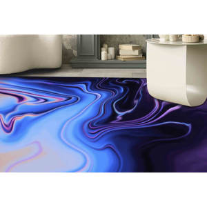 Alfombra Vortex Illusion: Alfombra Moderna con Estampado Abstracto Azul, Alfombra Delgada No Tejida - Product Image 2