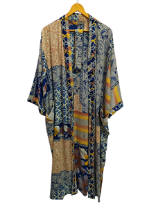 Kimono long en soie de jardin Kimono sari en soie à fleurs Kimono sari vintage Robe de plage douce Robe de fête indienne Kimono en soie fait à la main - Product Image 5