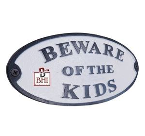 ป้ายประตูเหล็กหล่อ-ระวังพื้นผิวเคลือบด้วยแป้งสีดำสำหรับเด็ก (175X90มม.) - Product Image 3