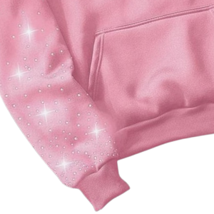 Sweat à capuche rose pour homme avec strass, luxe, cristal, nouveau, brillant, streetwear, hip hop, mode, esthétique diamant, élégant, chaud, automne - Product Image 5