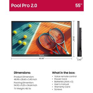 Televisor Inteligente para Exteriores de 55 Pulgadas, Resistente al Agua, 2000nits, 4K, para Uso en Exteriores con Asistente de Voz y Control Remoto, Ideal para la Cocina - Product Image 2