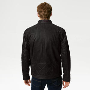 OEM Diseño Hombres con estilo de piel de oveja de cuero genuino Racer Chaqueta Diseño personalizado Bordado Frente Logo Cómodo Suave - Product Image 5