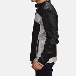 Chaqueta de cuero Slim Fit Casual Winter Work Bomber con bloque de color para motociclista Chaqueta de montar para hombres - Product Image 3