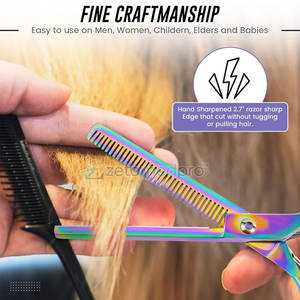 Tijeras de Entresacar Ligeras, Herramienta de Peluquería para un Entresacado Preciso, Tijeras de Doble Entresacar - Product Image 5