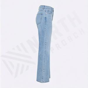Pantalones Vaqueros de Mezclilla para Mujer, Cintura Alta, Transpirables, de Algodón, a la Moda de Verano, Color Personalizado, Rotos, Tallas Grandes, Servicio OEM - Product Image 3