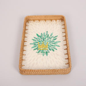 Venta al por mayor a granel de Vietnam Madre de perla Cuadrado y bandeja rectangular de ratán para servir Patrón de flores - Product Image 4