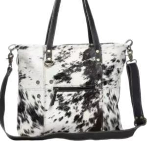 กระเป๋าโท้ทหนังแท้สไตล์โบฮีเมียนแบบเรียบง่าย  หนังวัวแท้  ปิดด้วยซิป  สายสะพายข้าง  เป็นมิตรกับสิ่งแวดล้อม  สำหรับทุกเพศ  ฤดูใบไม้ร่วง - Product Image 1